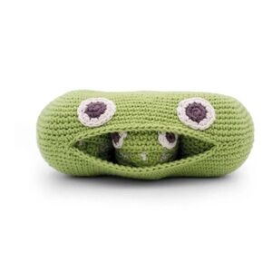 MYUM  Crocheted Pea Rattle- Organic Cotton- Newborn Baby Toy- Made in France